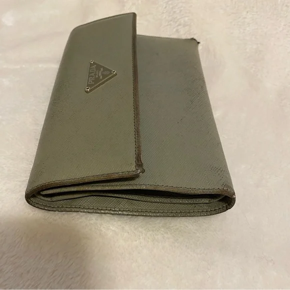 Prada Saffiano Leather Trifold Wallet - Sage - Picture 16 of 16